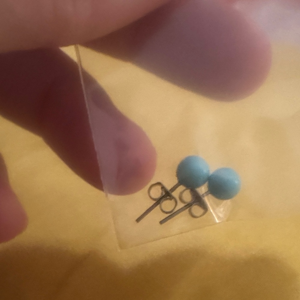 Blue Round Stud Earrings - Minimalist Jewelry